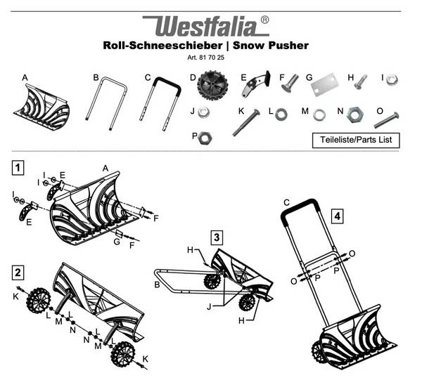 Westfalia Roll Schneeschieber XXL Arbeitsbreite Aluminium