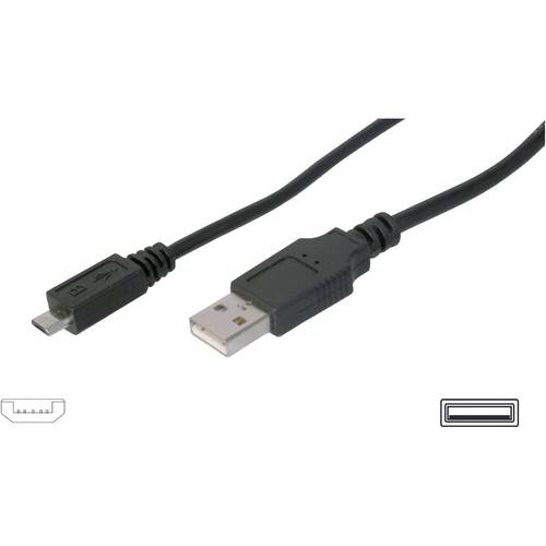Digitus USB-Kabel USB 2.0 USB-A Stecker, USB-Micro-B Stecker 3.00 m Schwarz AK-300110-030-S