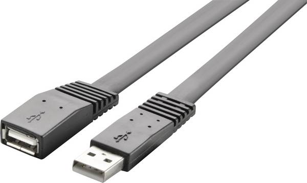 Renkforce USB-Kabel  USB 2.0 USB-A Stecker, USB-A Buchse 3.00 m Schwarz hochflexibel RF-4096101