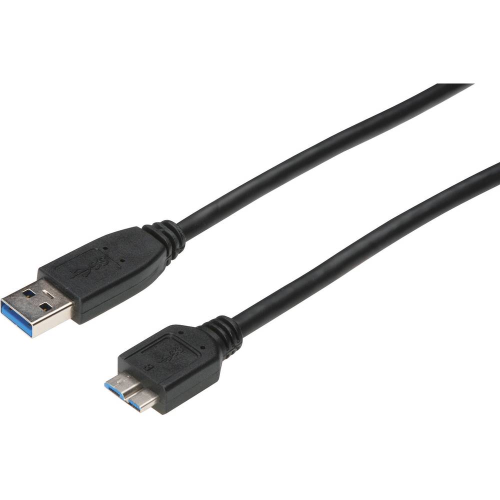 USB 3.0 Aansluitkabel [1x USB 3.0 stekker A 1x USB 3.0 stekker micro B] 1 m Zwart UL gecertificeerd