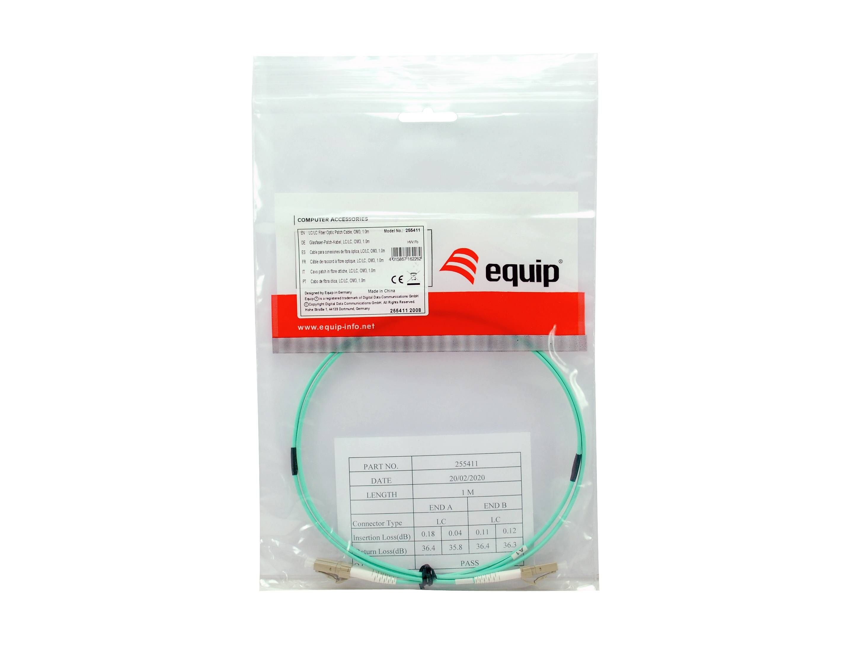 Equip Patchkabel LC->LC 25.00m Multimode Duplex OM3 türkis Multimedia-Technik Lichtwellenleiterkab-1