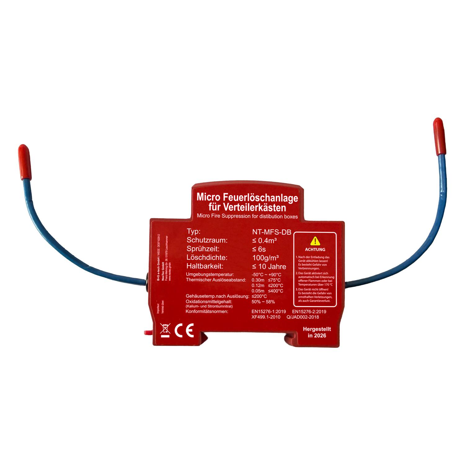 B+G E-Tech NT-MFS-DB Mikro-Feuerlöschanlage für DIN Hutschiene Aerosol (bis 0,4 m³, -50 bis +90 °C, wartungsfrei)-1