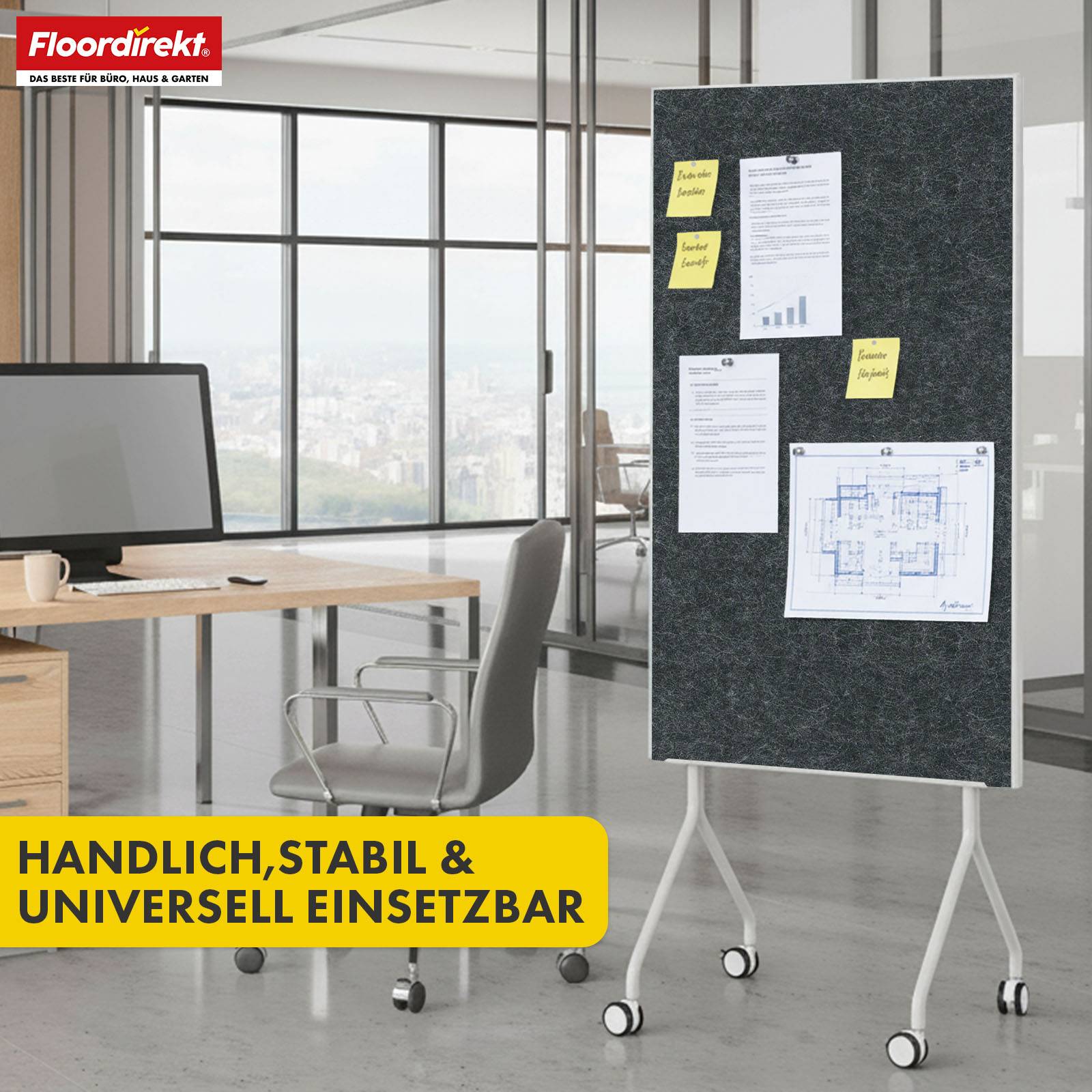 Floordirekt Mobile Moderationstafel GIANT - Beidseitige Filztafel - Schwarz - 80 x 120 cm - Doppelseitig Nutzbar-6