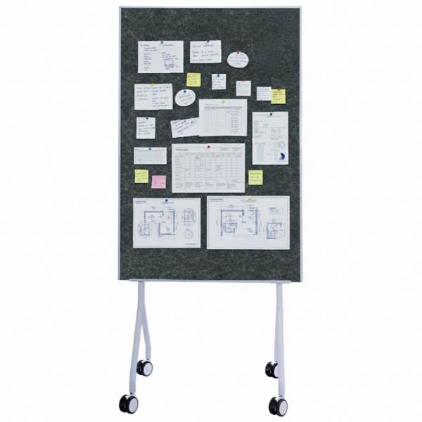 Floordirekt Mobile Moderationstafel GIANT -  Beidseitige Filztafel - Schwarz - 80 x 120 cm - Doppelseitig Nutzbar
