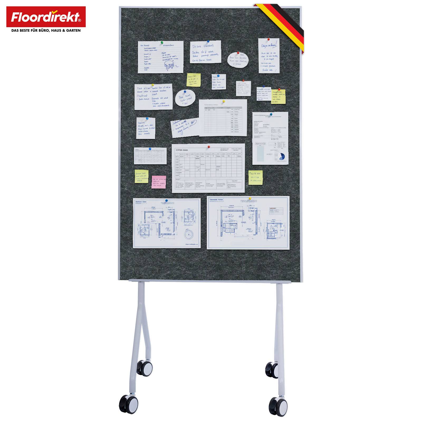 Floordirekt Mobile Moderationstafel GIANT - Beidseitige Filztafel - Schwarz - 80 x 120 cm - Doppelseitig Nutzbar-1