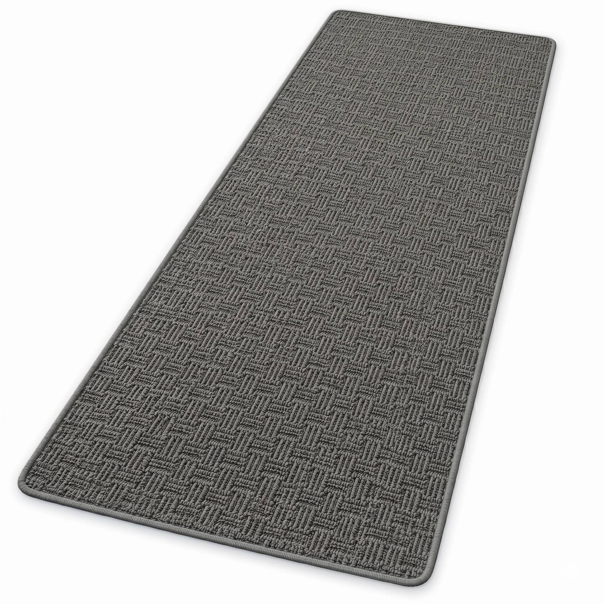 FLOORDIREKT Teppichläufer Monaco - Schmaler Teppichläufer aus Polypropylen - Anthrazit - 80 x 150 cm-0
