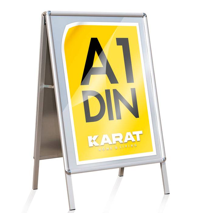 KARAT Kundenstopper - DIN A1 - Doppelseitiger Gehwegaufsteller - Werbeaufsteller für Plakate - aus Aluminium-0