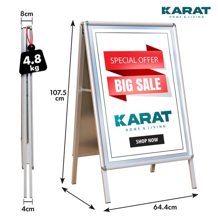 KARAT Kundenstopper - DIN A1 - Doppelseitiger Gehwegaufsteller - Werbeaufsteller für Plakate - aus Aluminium-1