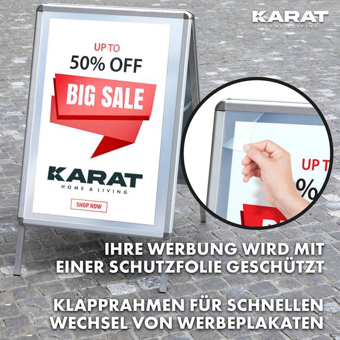 KARAT Kundenstopper - DIN A2 - Doppelseitiger Gehwegaufsteller - Werbeaufsteller für Plakate - aus Aluminium-5