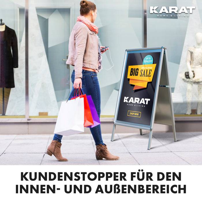 KARAT Kundenstopper - DIN A2 - Doppelseitiger Gehwegaufsteller - Werbeaufsteller für Plakate - aus Aluminium-6