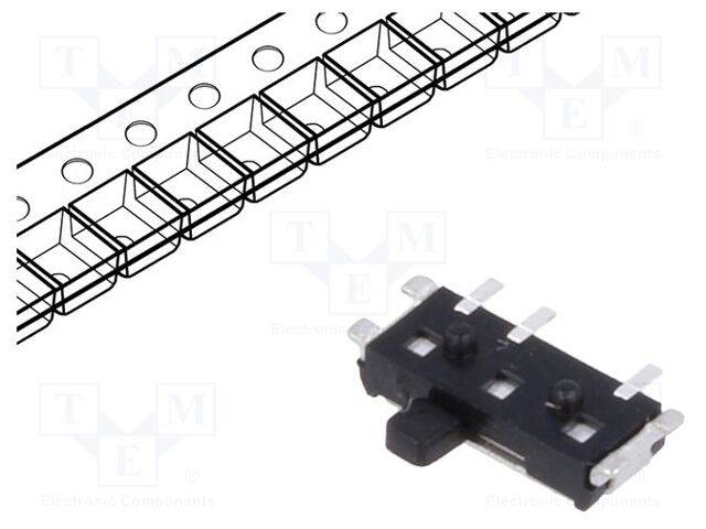 SMT SPDT ON-ON Schalter: Schiebeschalter 0,3A/6VDC PCM Pos: 2-0
