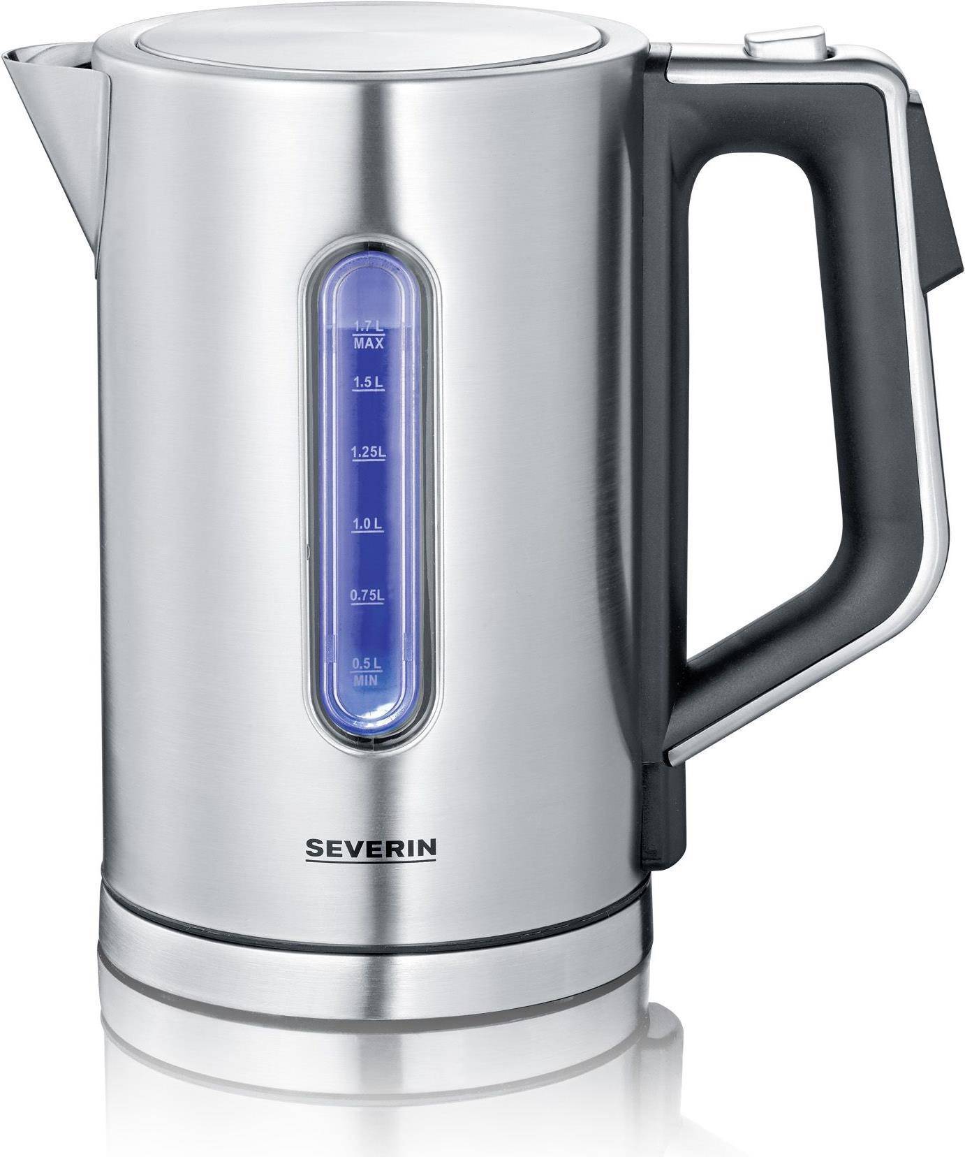SEVERIN Wasserkocher WK 3418 | Edelstahl 1,7 l | Temperaturwahl 40–100 °C | 3000 W | Warmhaltefunktion | Schwarz-Silber-0