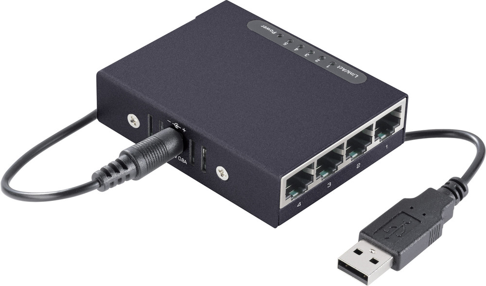 Netzwerk Switch RJ45 mini mit 5 Port 100 MBit/s