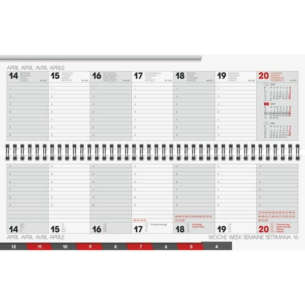 Querkalender 777 32,6x10,2cm 1 Woche/2 Seiten Karton schwarz 2027-1