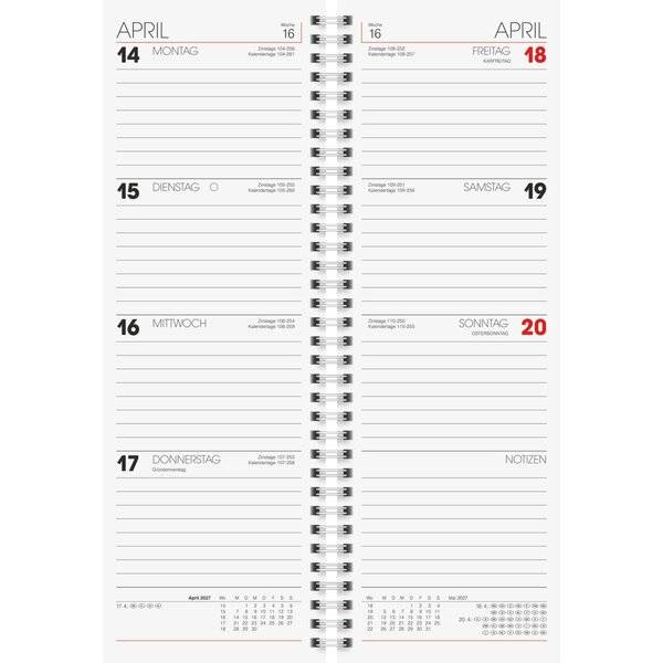 Vormerkkalender 783 10x29,7cm 1 Woche/2 Seiten Karton blau 2027-1