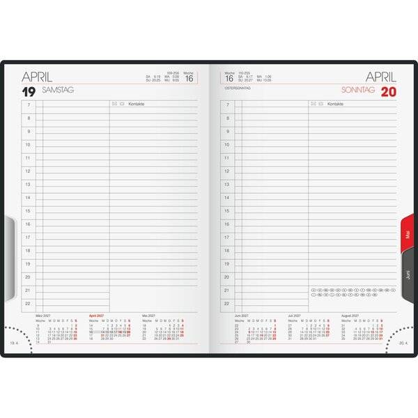 Buchkalender 765 14,3x20,2cm 1 Tag/Seite Metallico vulkanschwarz 2027-1