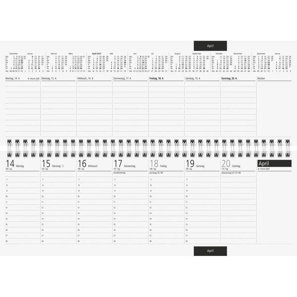 Schreibtischquerkalender Sequenz 29,7x10,5cm 1 Woche/2 Seiten weiß 2025-1