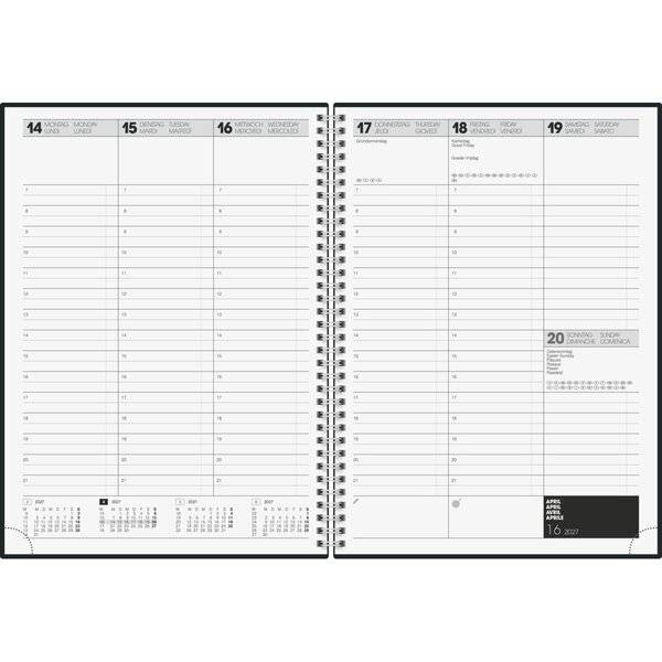 Buchkalender 781 21x29,7cm 1 Woche/2 Seiten transparent 2027-1