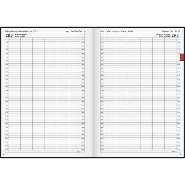Buchkalender 789 A4 1 Tag/Seite Kunststoff-Einband Reflection grau 2027-1