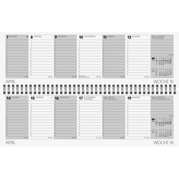 Querkalender 771 32,6x10,2cm 1 Woche/Seite Metallico Karton kupfer 2027-1