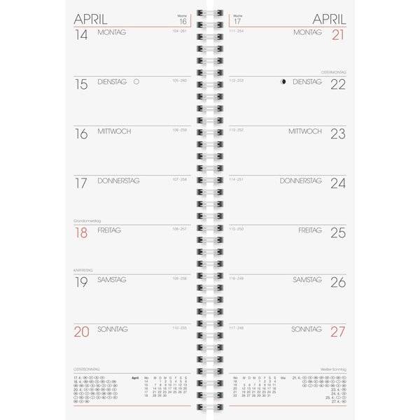 Vormerkkalender 782 10x29,7cm 1 Woche/Seite Karton grün 2027-1