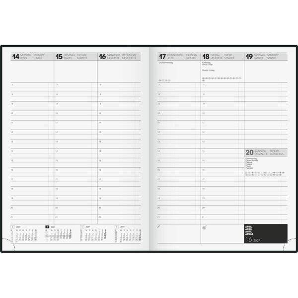 Buchkalender 781 21x29,7cm 1 Woche/2 Seiten blau 2027-1