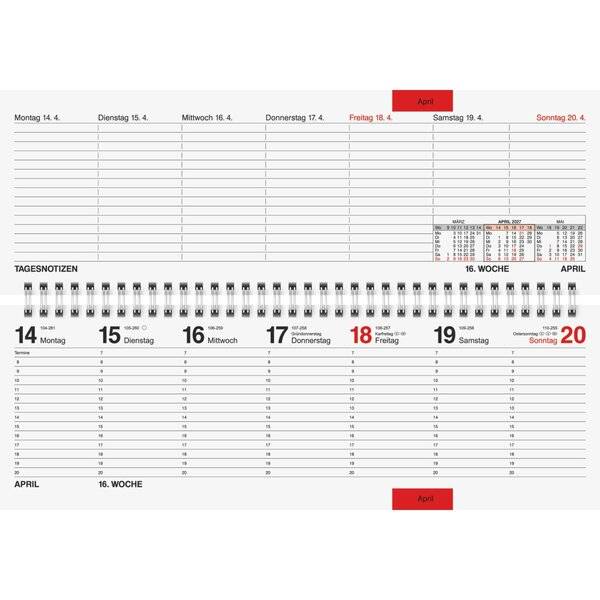 Schreibtischquerkalender Septant 30,5x10,5cm 1 Woche/2 Seiten Kunststoff grau 2027-1