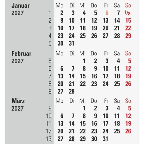 rido idé Tischkalender "3-Monatskalender" 2027/2028, schwarz-1