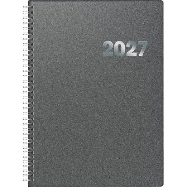 Buchkalender 789 A4 1 Tag/Seite Kunststoff-Einband Reflection grau 2027