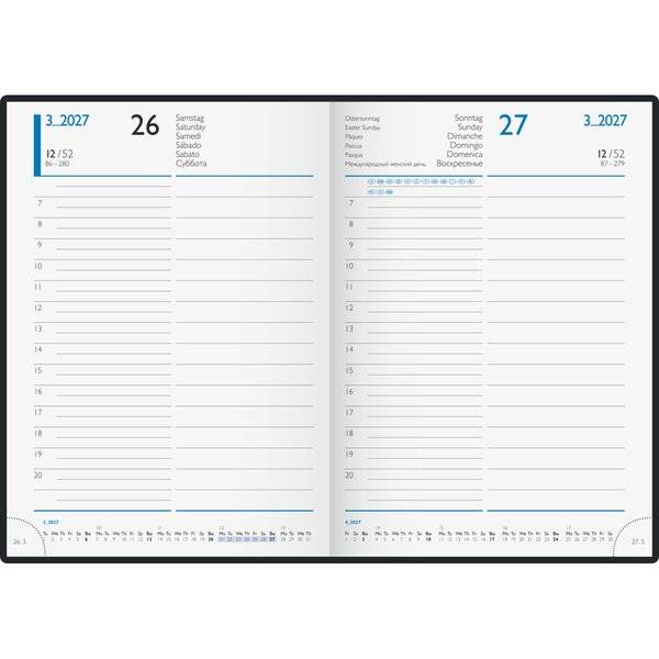 Buchkalender 798 A5 1 Tag/Seite Balacron schwarz 2027-1
