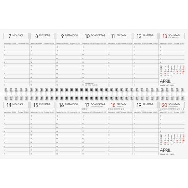 Glocken Tischkalender "Querterminbuch", 2027, rot-1
