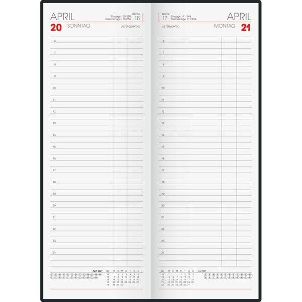 Tagebuch 110x297mm 1 Tag/Seite chamois Kalendarium 2027-1