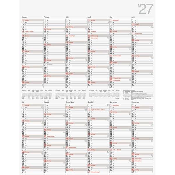Wandkalender Modell Vertikal 1 Seite = 12 Monate 70x100cm vertikal 2027