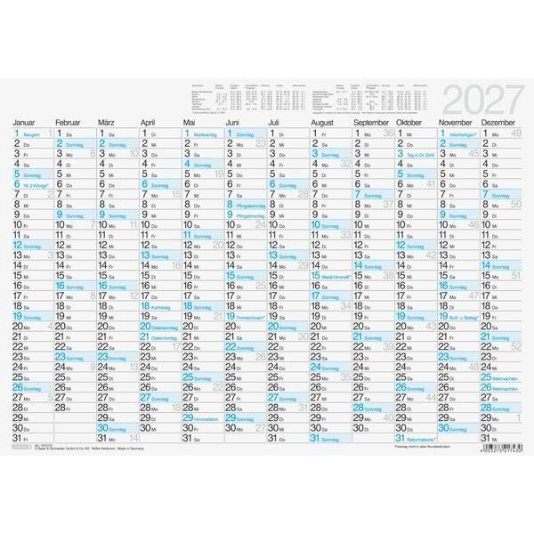 Tafelkalender A3quer 2027