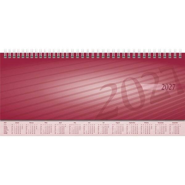 Schreibtischquerkalender Sequenz 29,7x10,5cm 1 Woche /2 Seiten rot 2027