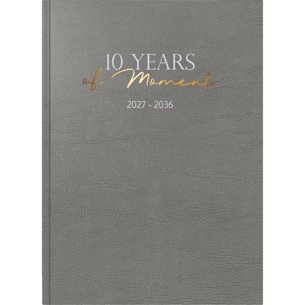 Buchkalender 10-Jahre 2027-2036 A4 Kunstleder grau-0
