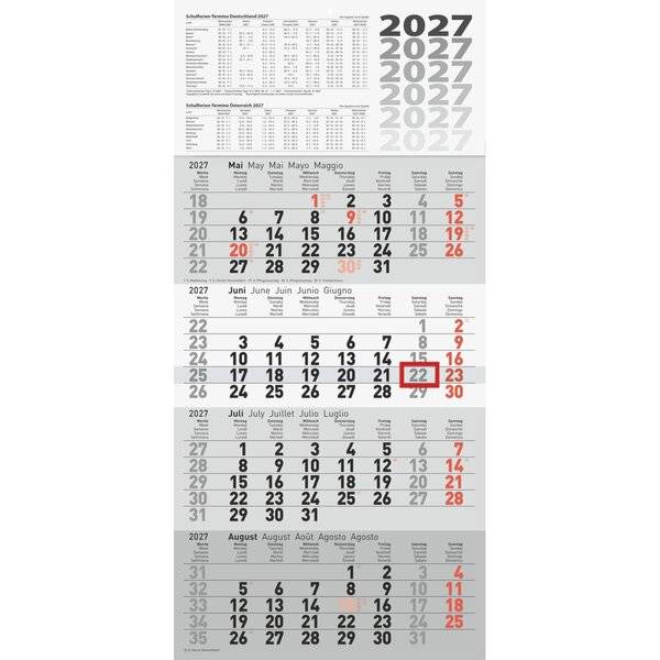 rido idé Wandkalender "4-Monatskalender quattroplan 2", 2027-0