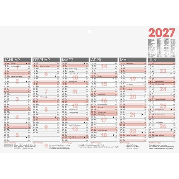 Tafelkalender A4quer 2027
