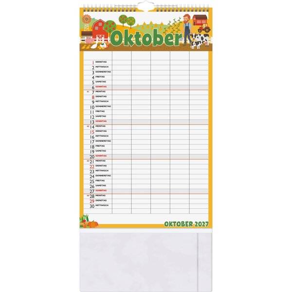 Familykalender 25x41,5cm Graphics 1 Monat/Seite 5 Spalten 2027-1