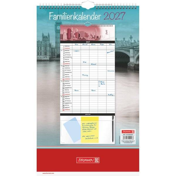 Familykalender 25x41,5cm Big City 1 Monat/Seite 5 Spalten 2027
