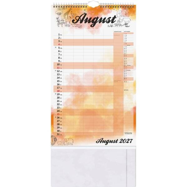 Familienkalender 25x41,5cm 1 Monat/Seite Aquarell 2027-1