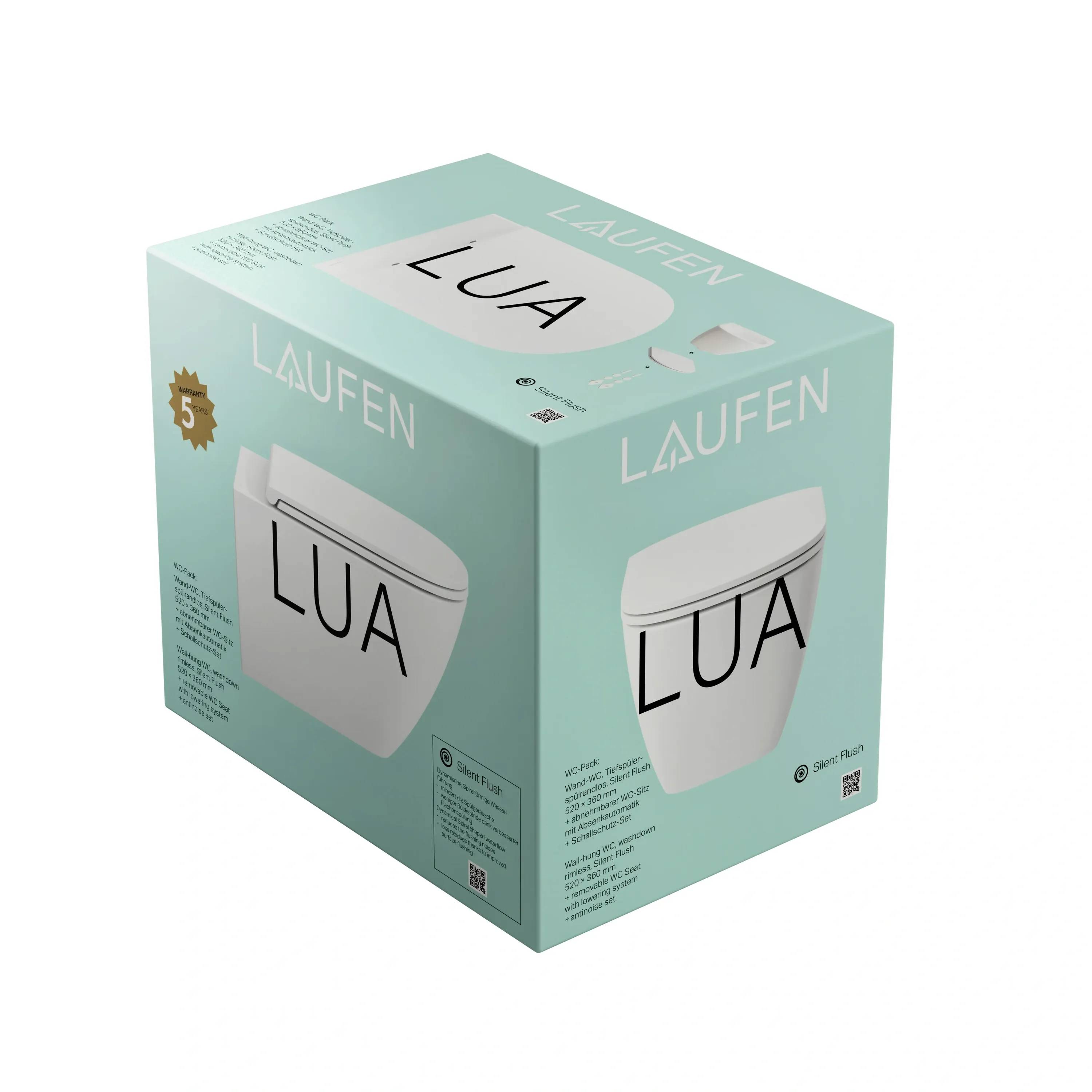 Laufen Wand-WC-Set, LUA, 360×520mm, spülrandlos, Slim-Sitz, weiß, 1 Stk.-0