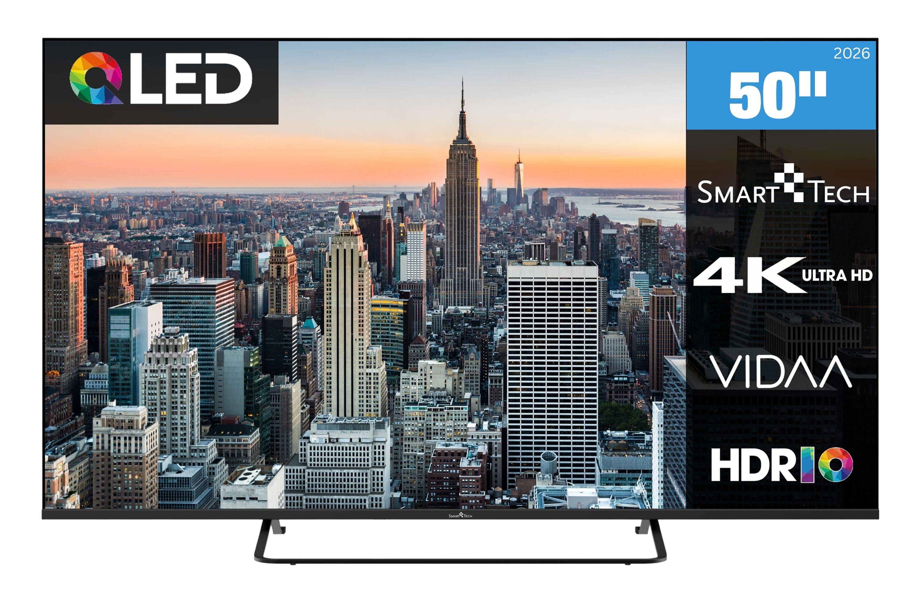 Smart Tech 50QV02K QLED Fernseher 50 Zoll Smart TV VIDAA HDR Fernseher mit 4K UHD, Bluetooth (2026)-0