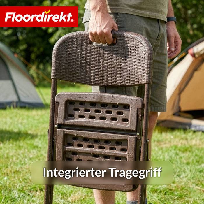 FLOORDIREKT Klappstuhl Niigata - Platzsparend & Wetterfest - 2er Set - Braun-2