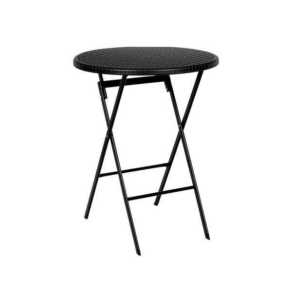 FLOORDIREKT Gartentisch Tomaya - Für Garten, Terrasse & Events - Robust & Wetterfest - Ø 60 cm - Schwarz