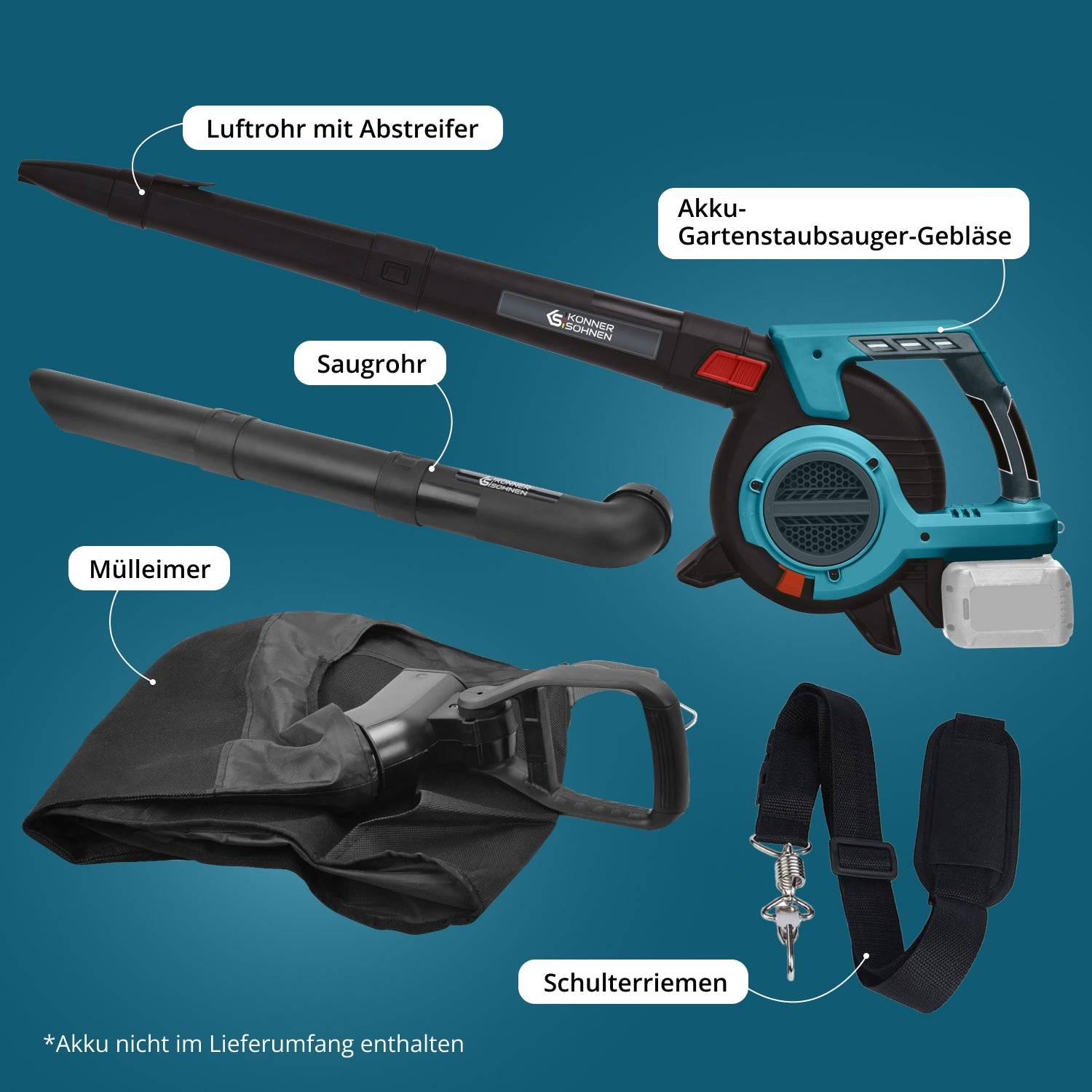 Akku-Gartensauger mit Laubzerkleinerungsfunktion KS LBV-40V-1