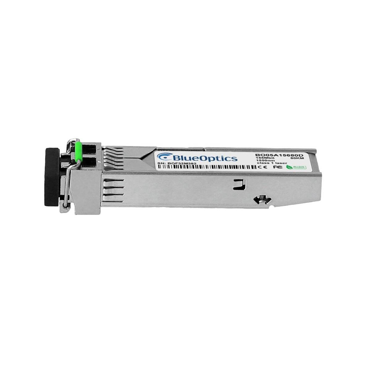 BLUEOPTICS - Huawei S-SFP-FE-LH80-SM1550 BlueOptics BO05A15680D SFP Transceiver, 100BASE-ZX, Singlemode Fiber, 1550nm, 8-3