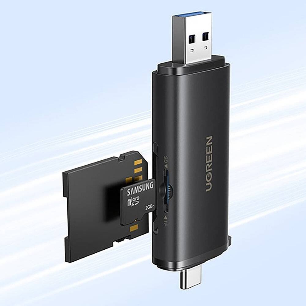 Ugreen 2-in-1 USB-C/USB-A SD 4.0 UHS-II Kartenleser – Schwarz-1
