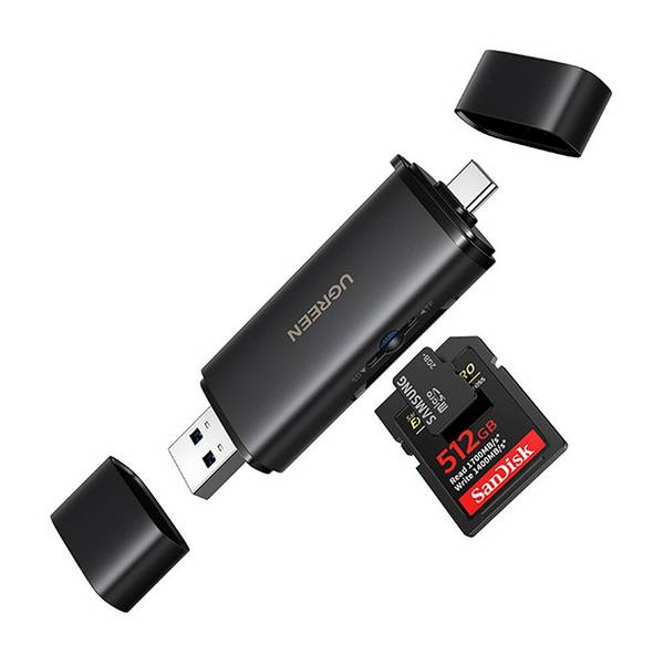 Ugreen 2-in-1 USB-C/USB-A SD 4.0 UHS-II Kartenleser – Schwarz