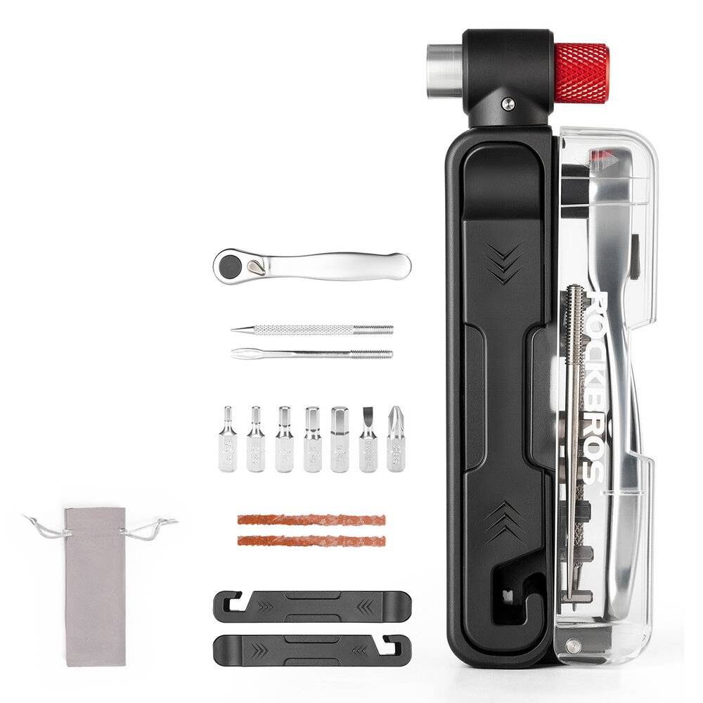 Rockbros Multitool-Fahrradwerkzeugset mit CO2-Pumpe und Ratschenschlüssel – Schwarz-3